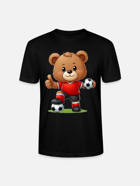 Teddybär Fußballer - Stanley/Stella Unisex Bio-T-Shirt CRAFTER - Schwarz