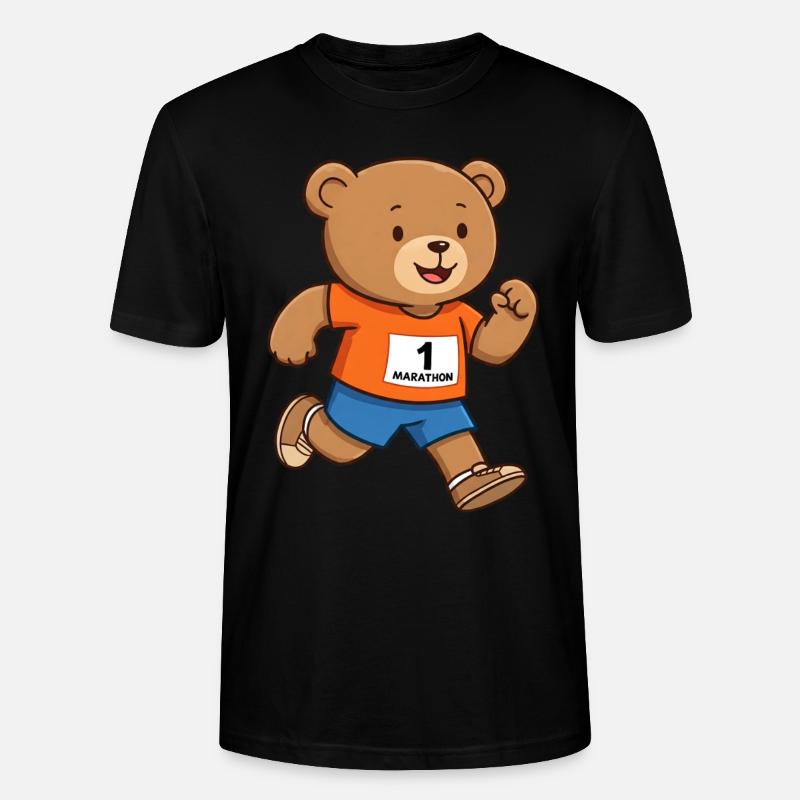 Teddybär Marathonläufer - Stanley/Stella Unisex Bio-T-Shirt CRAFTER - Schwarz