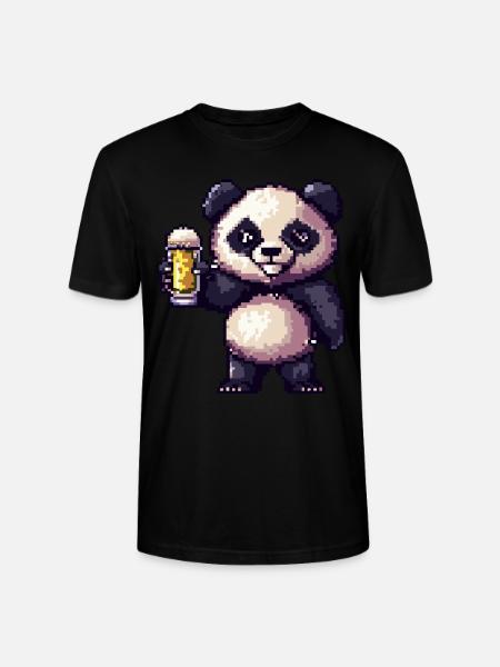 Panda Pixel Bier - Stanley/Stella Unisex Bio-T-Shirt CRAFTER - Schwarz