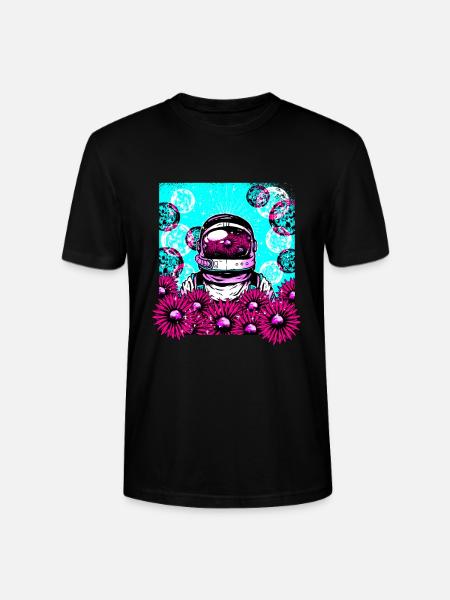 Astronautin Blumen - Stanley/Stella Unisex Bio-T-Shirt CRAFTER - Schwarz