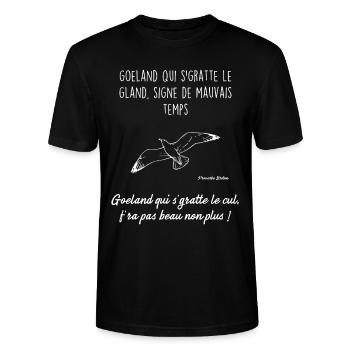 Proverbe breton 1 - T-shirt bio CRAFTER Stanley Stella Unisexe - noir - Devant - Alina (178cm) & Michal (187cm)