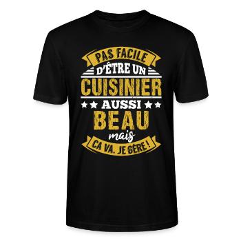 Chef cuisinier cuistot cadeau humour drôle cuisine - T-shirt bio CRAFTER Stanley Stella Unisexe - noir - Devant - Alina (178cm) & Michal (187cm)