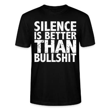 silence is better than bullshit drôle sort - T-shirt bio CRAFTER Stanley Stella Unisexe - noir - Devant - Alina (178cm) & Michal (187cm)