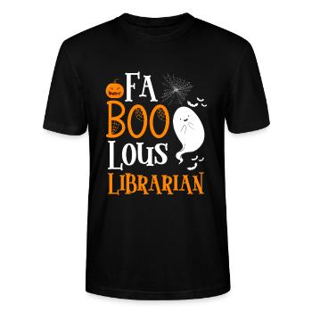 FaBOOlous Librarian Bibliothekarin Shirt - Stanley/Stella Unisex Bio-T-Shirt CRAFTER - Schwarz - Vorne - Alina (178cm) & Michal (187cm)