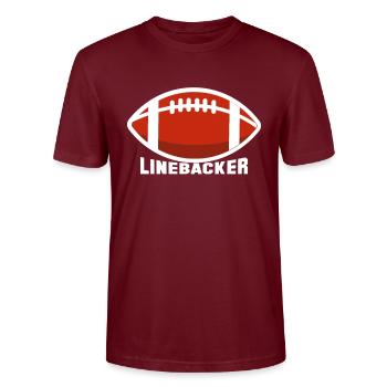 Linebacker Shirt Gift Football Lineman - Stanley/Stella CRAFTER Unisex Organic T-Shirt - burgundy - Front - Alina (178cm) & Michal (187cm)