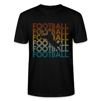 Vintage Retro Football Wild Receiver Shirt - Stanley/Stella CRAFTER Unisex Organic T-Shirt - black - Front - Alina (178cm) & Michal (187cm)