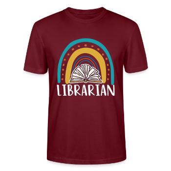 Cadeau de chemise de bibliothécaire - T-shirt bio CRAFTER Stanley Stella Unisexe - bordeaux - Devant - Alina (178cm) & Michal (187cm)