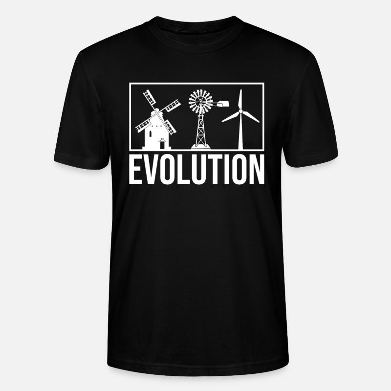 Evolution Windmühle Windrad Energie Shirt - Stanley/Stella Unisex Bio-T-Shirt CRAFTER - Schwarz