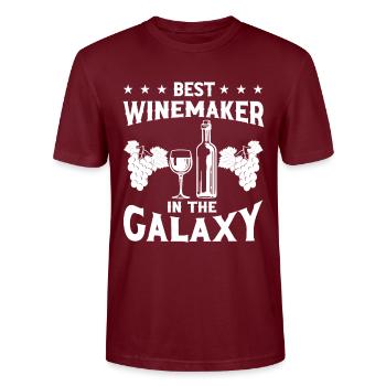 Winzer Wein Spruch für Weinliebhaber - Stanley/Stella Unisex Bio-T-Shirt CRAFTER - Burgunderrot - Vorne - Alina (178cm) & Michal (187cm)
