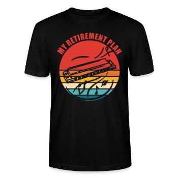 Blues Harp Mein Ruhestandsplan - Stanley/Stella Unisex Bio-T-Shirt CRAFTER - Schwarz - Vorne - Alina (178cm) & Michal (187cm)