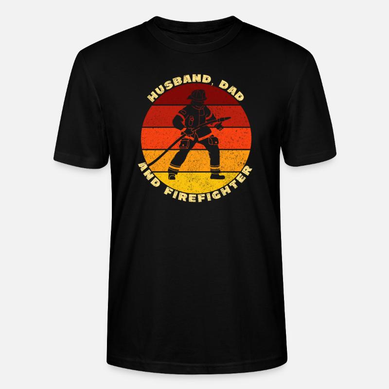 Husband Dad Firefighter - Stanley/Stella CRAFTER Unisex Organic T-Shirt - black