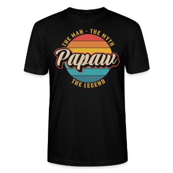 Papa Vater Opa Geschenkidee Papaw Spruch Humor - Stanley/Stella Unisex Bio-T-Shirt CRAFTER - Schwarz - Vorne - Alina (178cm) & Michal (187cm)