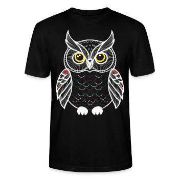 bunte Eule - Stanley/Stella Unisex Bio-T-Shirt CRAFTER - Schwarz - Vorne - Alina (178cm) & Michal (187cm)