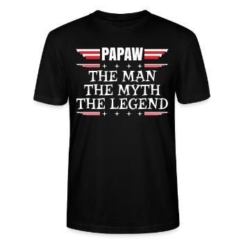 Papa Père Grand-père Idée Cadeau Papaw Dire Humour - T-shirt bio CRAFTER Stanley Stella Unisexe - noir - Devant - Alina (178cm) & Michal (187cm)