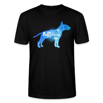 Liebender Bullterrier Papa - Stanley/Stella Unisex Bio-T-Shirt CRAFTER - Schwarz - Vorne - Alina (178cm) & Michal (187cm)
