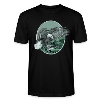 Eagle Eagle Motif Bald Eagle Hunting Fishing - Stanley/Stella CRAFTER Unisex Organic T-Shirt - black - Front - Alina (178cm) & Michal (187cm)