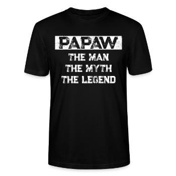 Papa Grand-père disant Papaw L’homme Le mythe La légende - T-shirt bio CRAFTER Stanley Stella Unisexe - noir - Devant - Alina (178cm) & Michal (187cm)