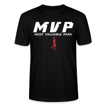 Most Valuable Papa Basketball Geschenkidee - Stanley/Stella Unisex Bio-T-Shirt CRAFTER - Schwarz - Vorne - Alina (178cm) & Michal (187cm)
