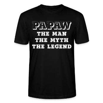 Papa Grand-père disant Papaw L’homme Le mythe La légende - T-shirt bio CRAFTER Stanley Stella Unisexe - noir - Devant - Alina (178cm) & Michal (187cm)
