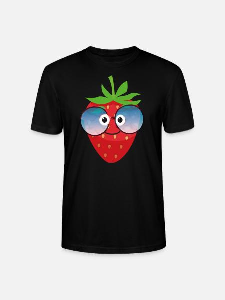 Erdbeere,beere,comic,sonnenbrille, - Stanley/Stella Unisex Bio-T-Shirt CRAFTER - Schwarz