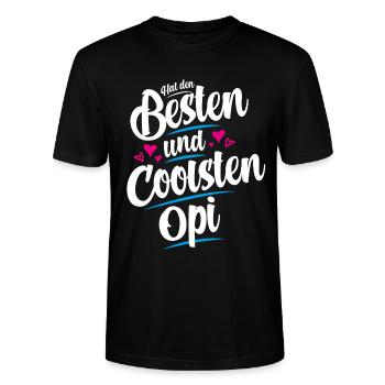 Bester Opa - Grossvater - Enkelkind - Bester Opi - Stanley/Stella Unisex Bio-T-Shirt CRAFTER - Schwarz - Vorne - Alina (178cm) & Michal (187cm)
