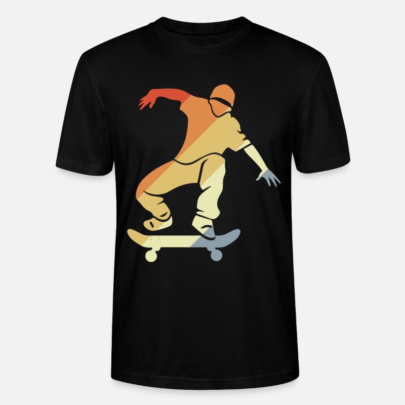 Vintage Skateboarder Graphic - Stanley/Stella CRAFTER Unisex Organic T-Shirt - black