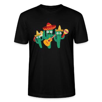 kaktus familie,mexiko,mexikaner,Mariachi - Stanley/Stella Unisex Bio-T-Shirt CRAFTER - Schwarz - Vorne - Alina (178cm) & Michal (187cm)