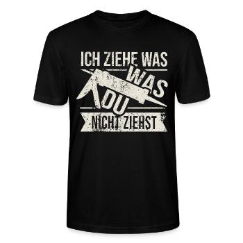 Fließenleger Silikon ziehen Geschenk - Stanley/Stella Unisex Bio-T-Shirt CRAFTER - Schwarz - Vorne - Alina (178cm) & Michal (187cm)