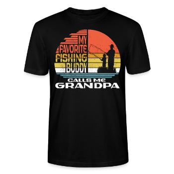 Angler My Favorite Fishing Buddy Calls Me Grandpa - Stanley/Stella CRAFTER Unisex Organic T-Shirt - black - Front - Alina (178cm) & Michal (187cm)