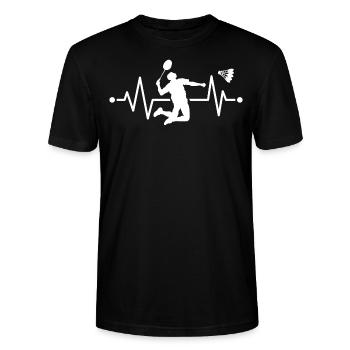 Badminton Herzschlag Badminton Spieler Badminton - Stanley/Stella Unisex Bio-T-Shirt CRAFTER - Schwarz - Vorne - Alina (178cm) & Michal (187cm)