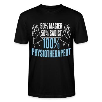 Physiotherapeut Physio Physiotherapie - Stanley/Stella Unisex Bio-T-Shirt CRAFTER - Schwarz - Vorne - Alina (178cm) & Michal (187cm)
