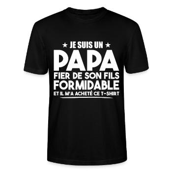 Papa Fils Humour Papa Père Fils drôle Papa Cadeau - T-shirt bio CRAFTER Stanley Stella Unisexe - noir - Devant - Alina (178cm) & Michal (187cm)