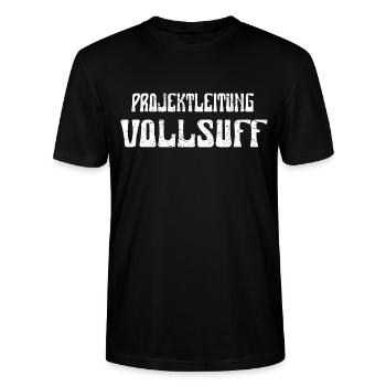 Party Trinkspruch Humor Projektleitung Vollsuff - Stanley/Stella Unisex Bio-T-Shirt CRAFTER - Schwarz - Vorne - Alina (178cm) & Michal (187cm)