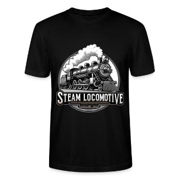 Locomotive à vapeur Locomotive à vapeur Train à vapeur ferroviaire - T-shirt bio CRAFTER Stanley Stella Unisexe - noir - Devant - Alina (178cm) & Michal (187cm)