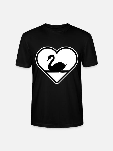 Svan "Svan i hjärtat" kär i naturen vid Svansjön - Ekologisk T-shirt CRAFTER unisex från Stanley/Stella - svart