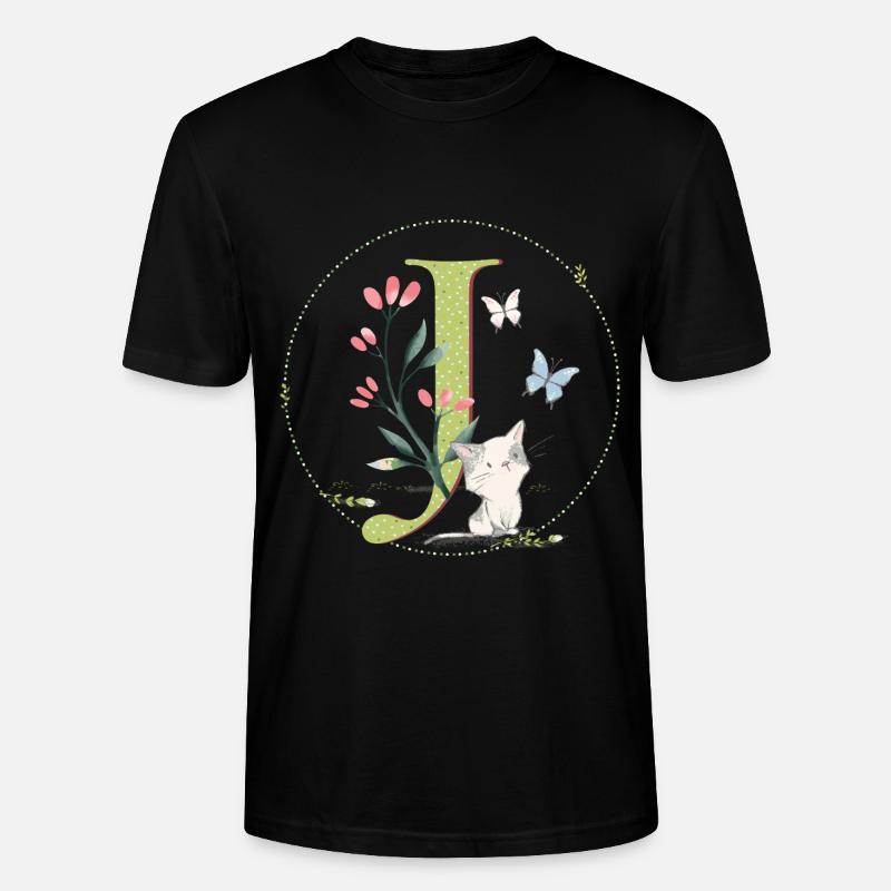 Lettre initiale J avec chat - T-shirt bio CRAFTER Stanley Stella Unisexe - noir