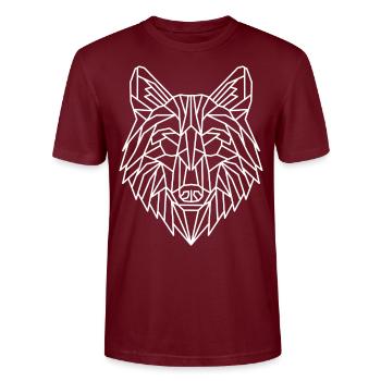 Wolf Geometrisch Linie - Stanley/Stella Unisex Bio-T-Shirt CRAFTER - Burgunderrot - Vorne - Alina (178cm) & Michal (187cm)