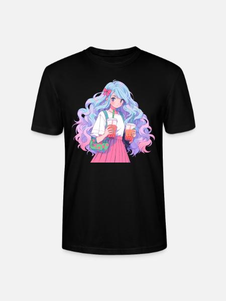Anime and Boba Bubble Tea - Stanley/Stella CRAFTER Unisex Organic T-Shirt - black