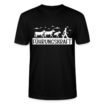 Landwirt Bauer Geschenkidee Führungskraft Kühe - Stanley/Stella Unisex Bio-T-Shirt CRAFTER - Schwarz - Vorne - Alina (178cm) & Michal (187cm)