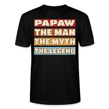Papa Grand-père disant Papaw L’homme Le mythe La légende - T-shirt bio CRAFTER Stanley Stella Unisexe - noir - Devant - Alina (178cm) & Michal (187cm)