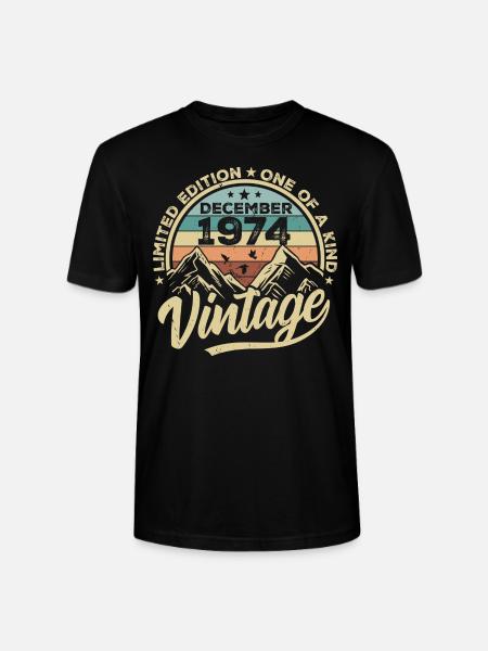 Original December 1974 - 51st Birthday Gift - Stanley/Stella CRAFTER Unisex Organic T-Shirt - black