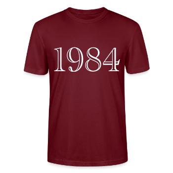 1984 - gift born in 1984 - Stanley/Stella CRAFTER Unisex Organic T-Shirt - burgundy - Front - Alina (178cm) & Michal (187cm)