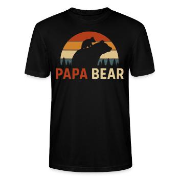 Vatertag PapaBear Retro Bär Vater Kind - Stanley/Stella Unisex Bio-T-Shirt CRAFTER - Schwarz - Vorne - Alina (178cm) & Michal (187cm)
