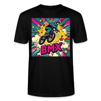 Vélo BMX - T-shirt bio CRAFTER Stanley Stella Unisexe - noir - Devant - Alina (178cm) & Michal (187cm)