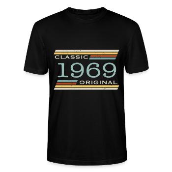 Jahrgang 1969, Klassisch, Original - Stanley/Stella Unisex Bio-T-Shirt CRAFTER - Schwarz - Vorne - Alina (178cm) & Michal (187cm)
