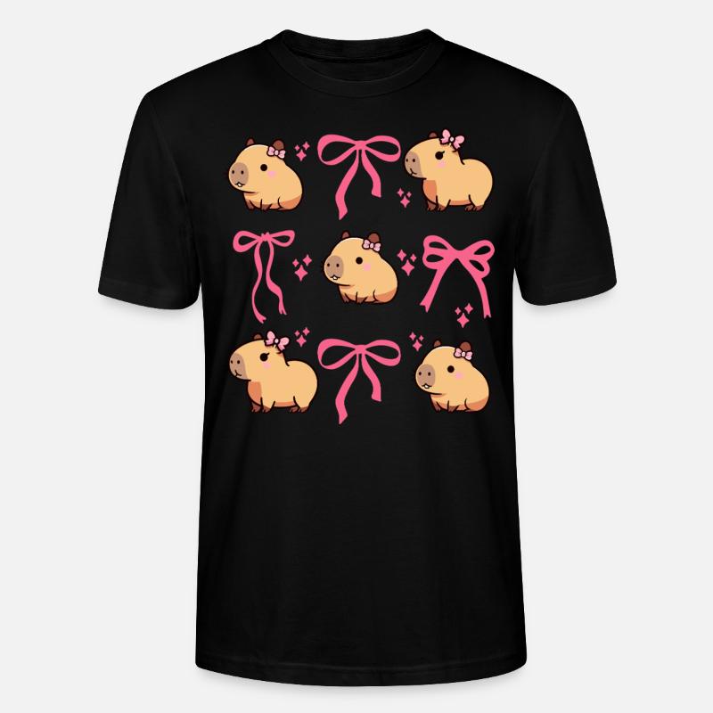 Mignon Capybara Nœud Rose Capybara - T-shirt bio CRAFTER Stanley Stella Unisexe - noir