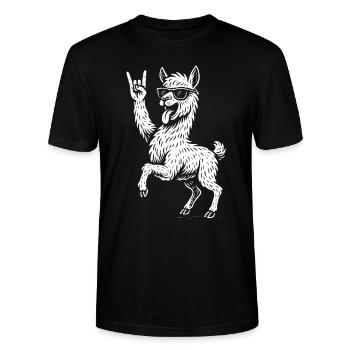 Métal Musique Lama Alpaga Drôle Rock Musique Lourd - T-shirt bio CRAFTER Stanley Stella Unisexe - noir - Devant - Alina (178cm) & Michal (187cm)
