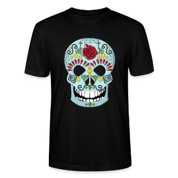 MEXIKANISCHER TOTENKOPF - Stanley/Stella Unisex Bio-T-Shirt CRAFTER - Schwarz - Vorne - Alina (178cm) & Michal (187cm)