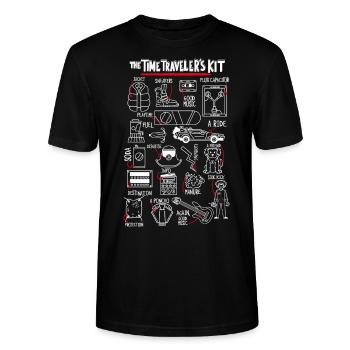 Back To The Future The Time Traveler´s Kit - Stanley/Stella CRAFTER Unisex Organic T-Shirt - black - Front - Alina (178cm) & Michal (187cm)