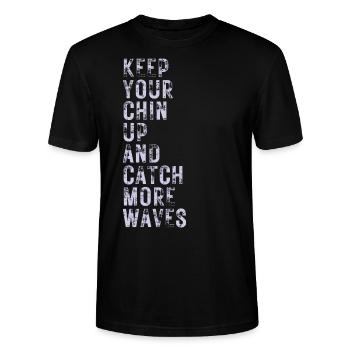 Keep Your Chin Up And Catch More Waves - Stanley/Stella CRAFTER Unisex Organic T-Shirt - black - Front - Alina (178cm) & Michal (187cm)